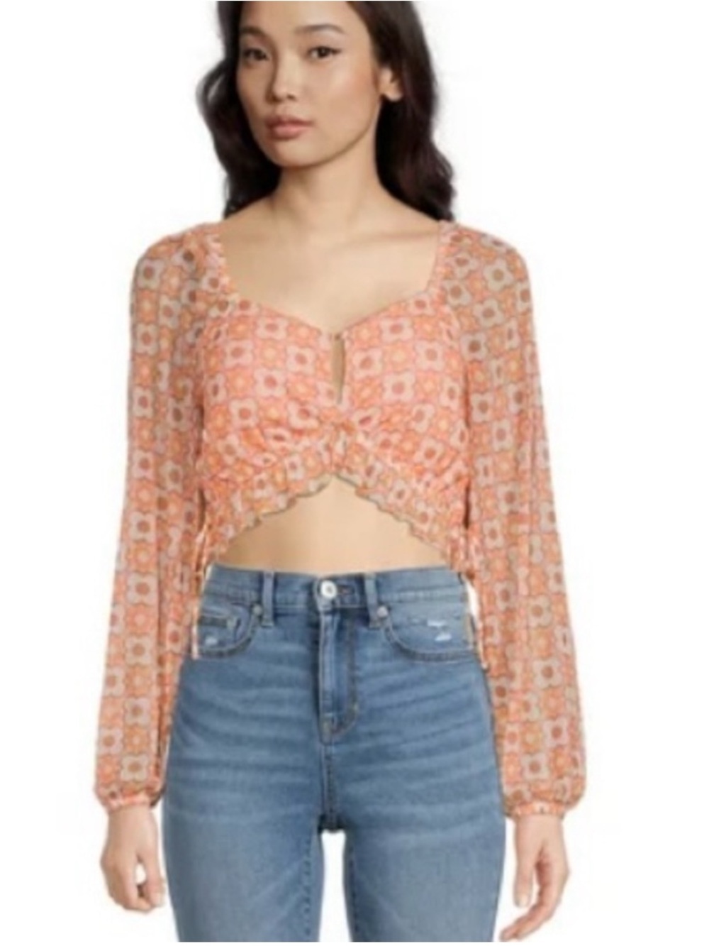 Madden NYC Orange Keyhole Top
